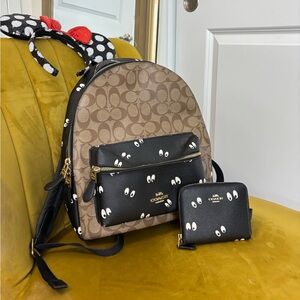 Coach x Disney Collab Snow White 7 dwarfs eyes full size backpack and wallet